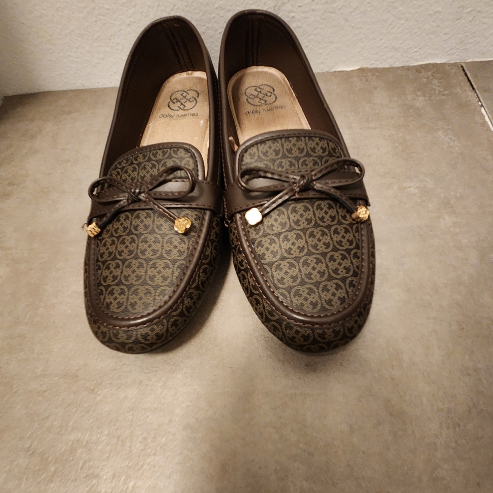 Brown Loafers with Patterned Design